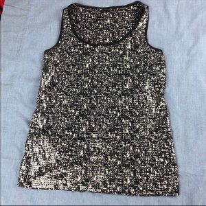 ANN TAYLOR black and white sequin tank top SM.